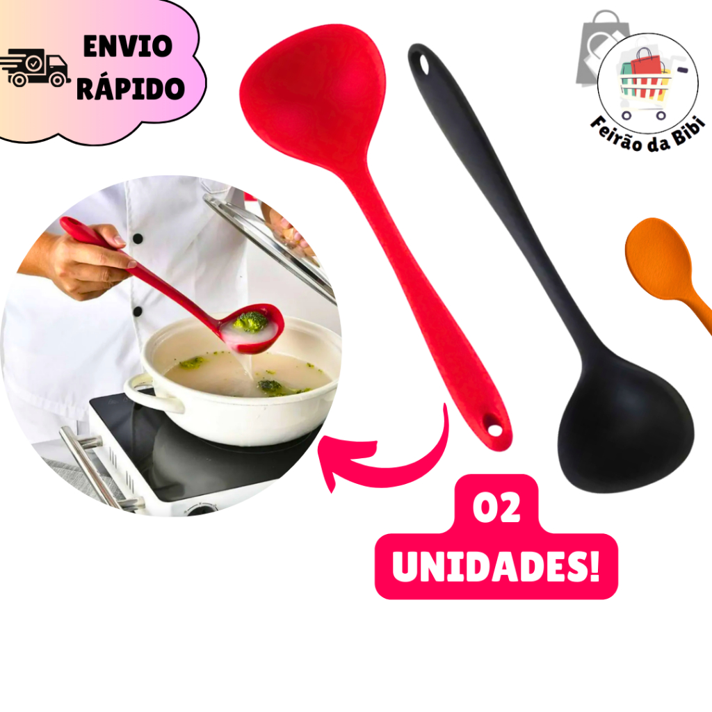 Kit 2 Concha de Silicone para Molhos Pegador Cozinha Comida Utensílio