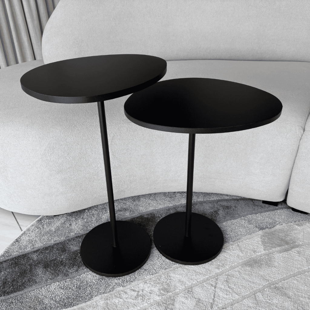 Kit 2 Mesa Lateral Orgânica de Canto Design Haste Preta Monopé de Apoio Vitta Decoração em Oferta na Shopee