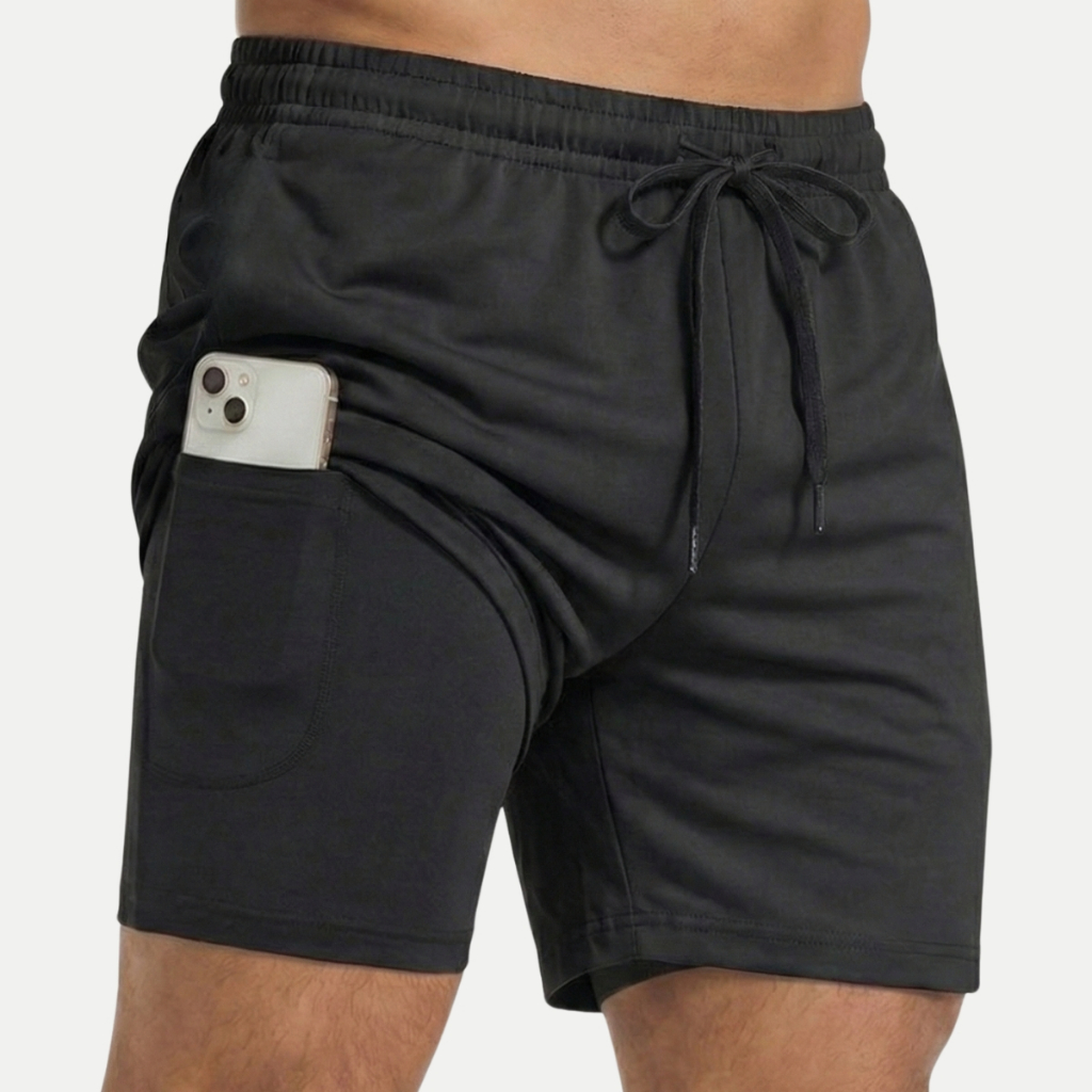 Short 2 em 1 Masculino Dry Fit Compressão Academia Corrida Treino Anti Odor