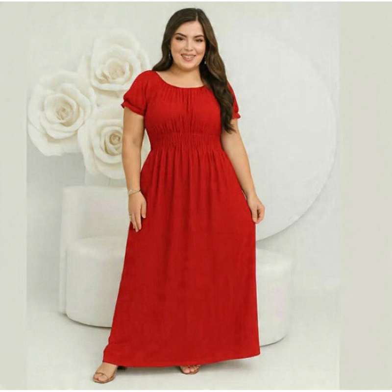 Vestido Longo Soltinho Moda Evangélica Acinturado Manga Princesa Ciganinha