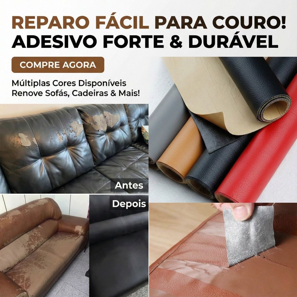 Remendo Adesivo Couro 100x140 Autoadesivo Reparo Sofá Poltrona Moto Banco Carro Bolsa Jaqueta Furo Rasgo Conserto