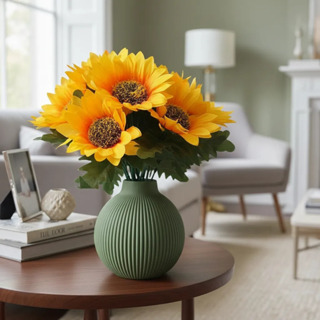 Arranjo Decorativo de Girassol com Vaso – Flor Artificial Realista – 26 cm em Oferta na Shopee
