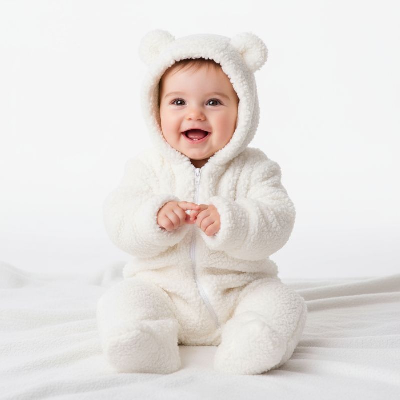 Macacão Ovelha De Inverno Para Bebês De Manga Comprida Com Capuz Roupas De Criança Quentinho em Oferta na Shopee