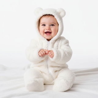 Macacão Ovelha De Inverno Para Bebês De Manga Comprida Com Capuz Roupas De Criança Quentinho em Oferta na Shopee