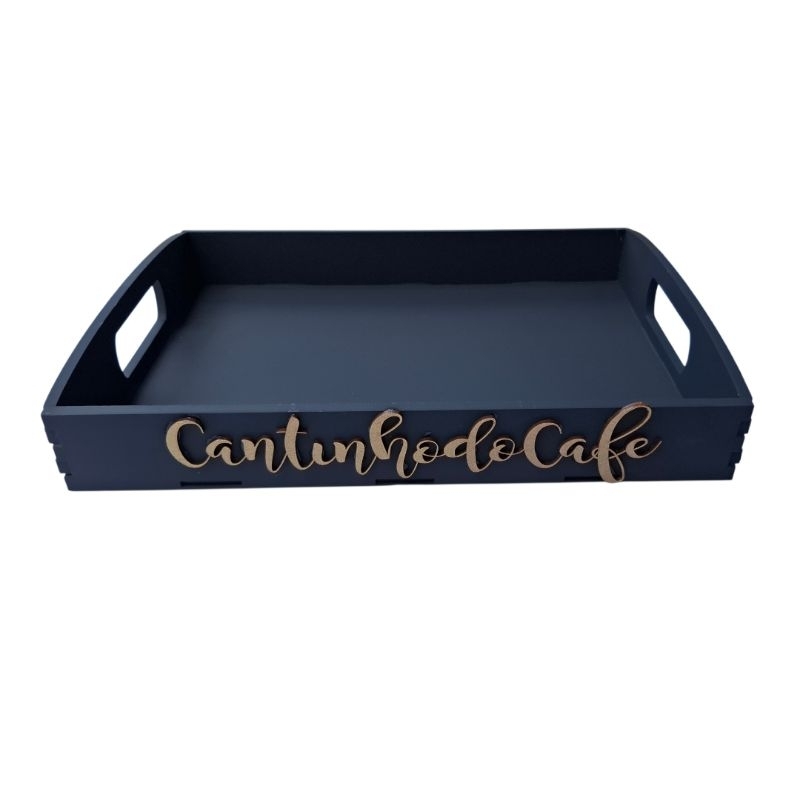 Linda Bandeja grande cantinho do café com alça mdf 6mm 35x25x5alt