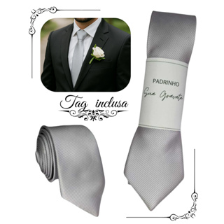 Kit 1 a 4 Gravatas prata para Padrinhos Casamento em Oferta na Shopee