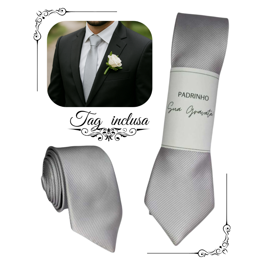 Kit 05 a 20 Gravatas prata Slim Para Padrinhos e Casamento em Oferta na Shopee