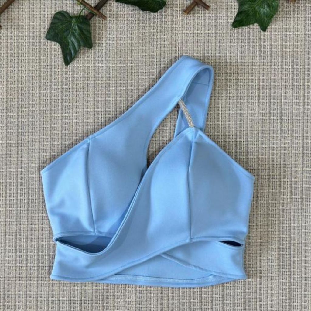 Cropped neopreme meia manga com bojo detalhe com brilho TAM único vest 36-40 em Oferta na Shopee