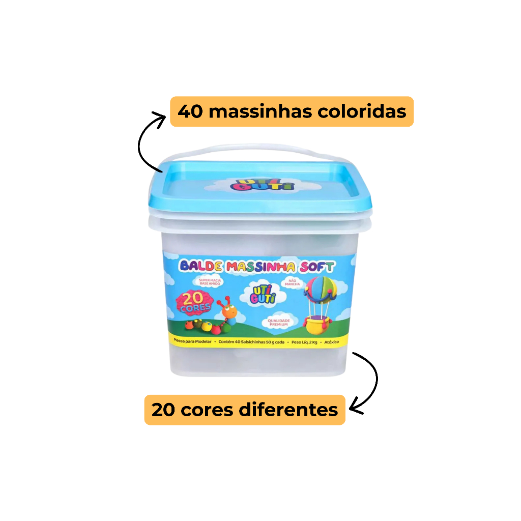 BALDE DE MASSINHA DE MODELAR 2KG UTI GUTI