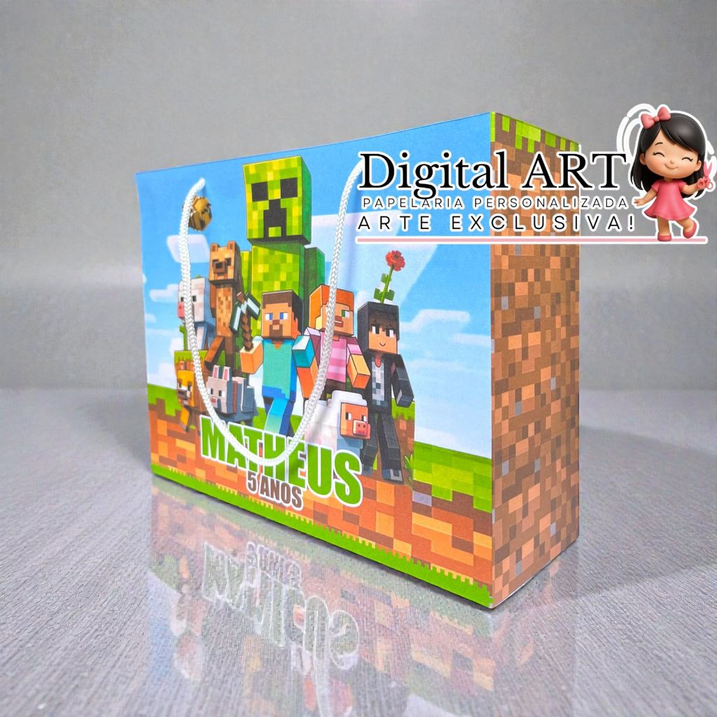 SACOLA MINECRAFT Personalizado | Sacolinha | Lembrancinha | Mimos | Aniversário MINECRAFT