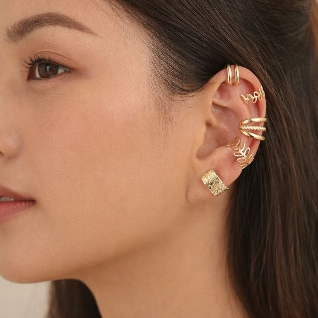 Z.W BIJUX - 20 Brincos Clip de Orelha Estilo C com Folha Oca – Sem Furo, Elegante e Confortável em Oferta na Shopee