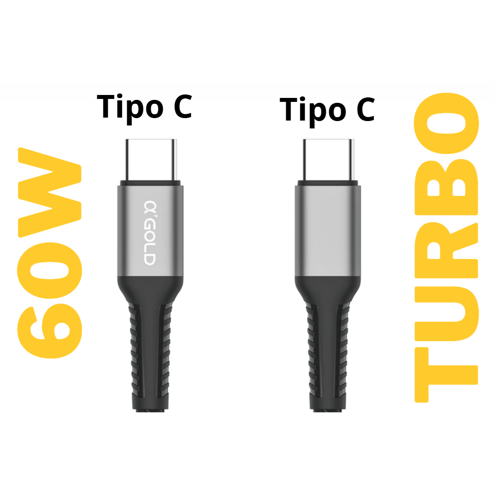 Cabo USB-C Tipo C 2 pontas Turbo 60W Tipo C ORIGINAL Carregamento Turbo 1 M em Oferta na Shopee