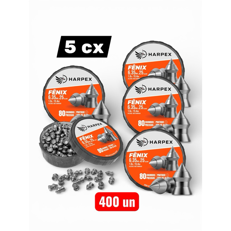 Chumbinho FÊNIX 6.35mm Harpex - 400 und (5 Caixas)