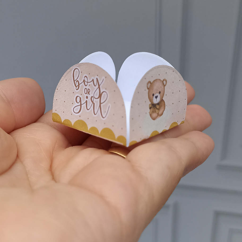 Forminhas de Doces Brigadeiro Ursinho Chá Revelação Dourado