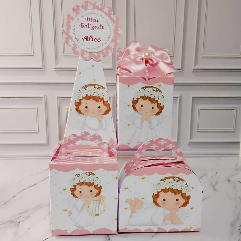 Kit Caixinhas personalizada-Batizado-Festa-Lembrancinhas-Anjinho