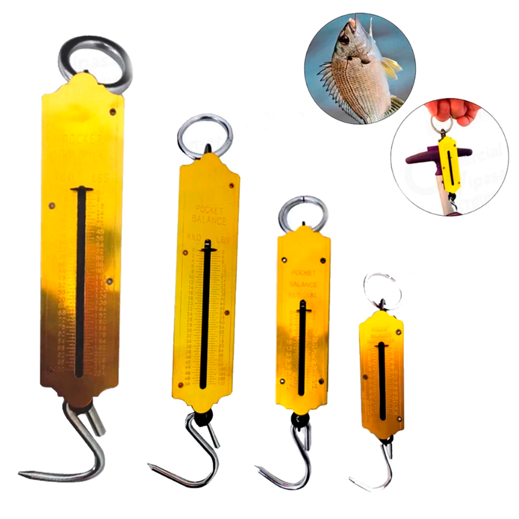 Imagem Balança Peixeira Metal 12 - 100Kg Manual Para Pesca Mala Com Gancho Fácil Resistente Peso Preciso