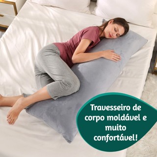 Travesseiro de Corpo Xuxão Gigante 1,48x48 Fibra Siliconada Antialérgico Macio Com Fronha Zipper em Oferta na Shopee