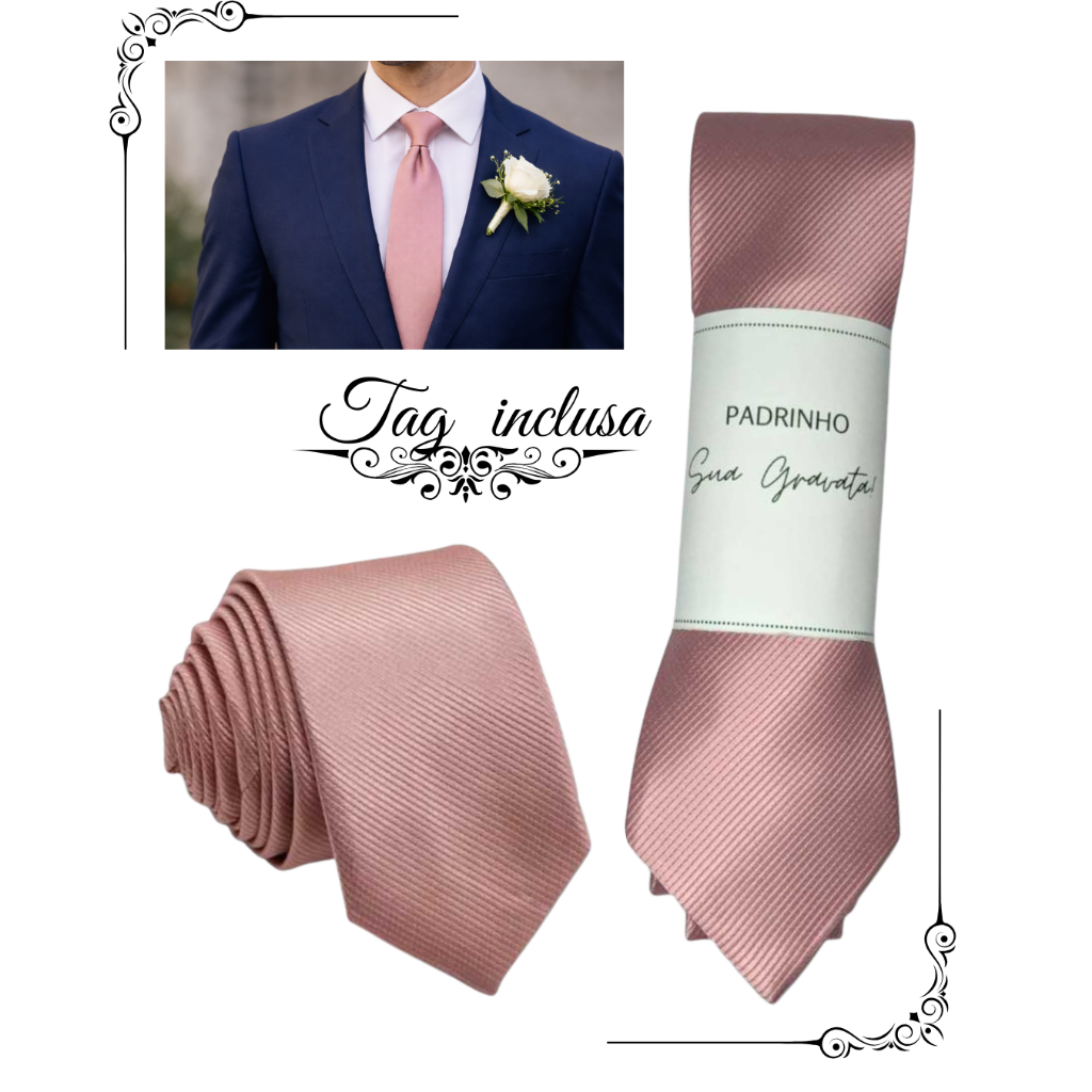 Kit 05 a 20 Gravatas rose Slim Para Padrinhos e Casamento em Oferta na Shopee