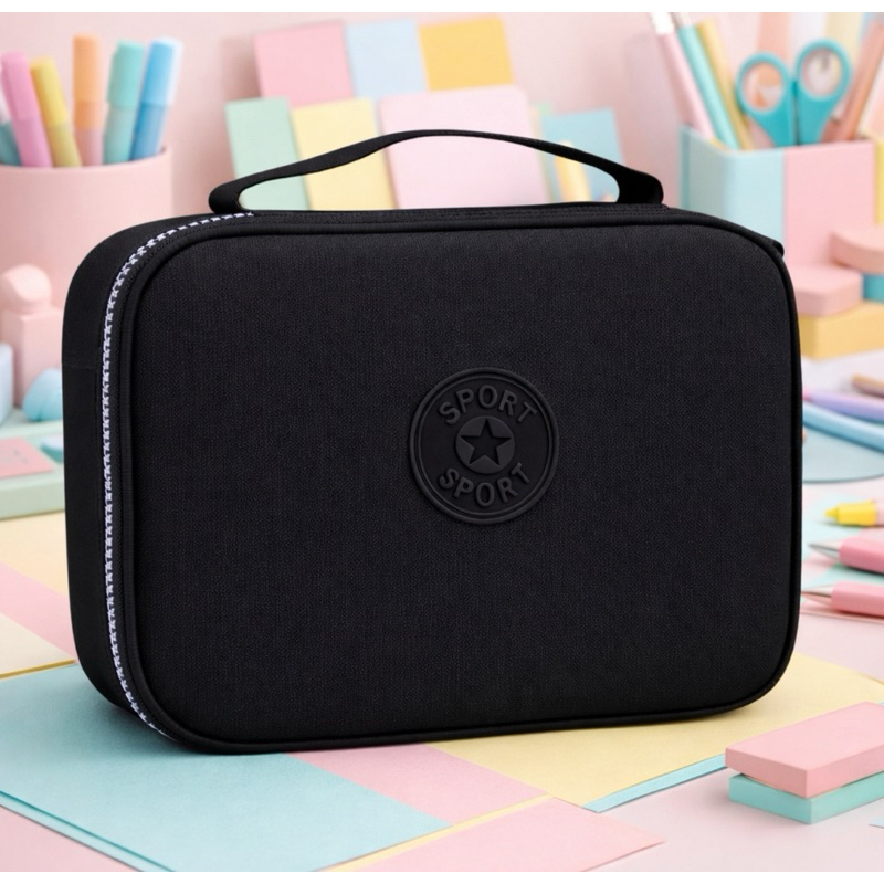 Estojo Box Organizador Escolar Feminino Masculino Quadrado Com 34 Elásticos Divisórias Lápis Caneta em Oferta na Shopee