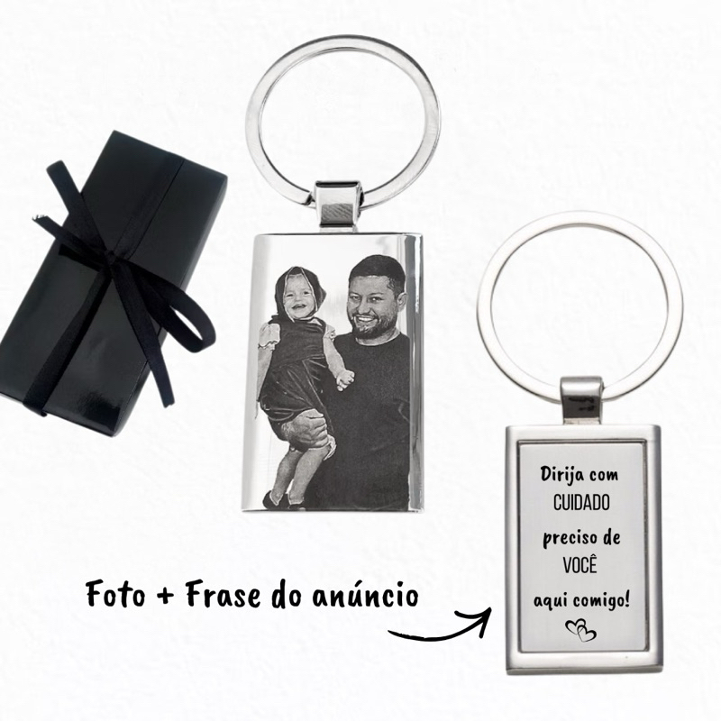 Chaveiro Personalizado a Laser com Foto + Frase “Dirija com cuidado” - Presente | Lembrancinha em Oferta na Shopee