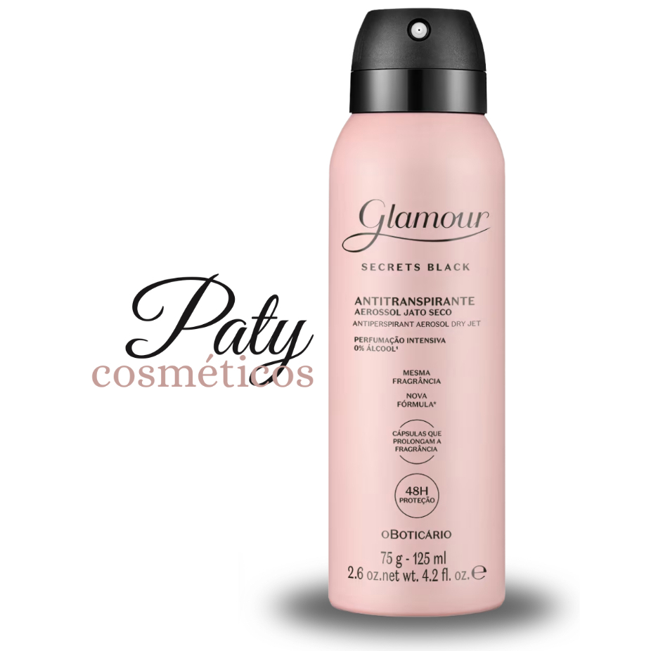 GLAMOUR SECRETS BLACK | DESODORANTE ANTITRANSPIRANTE AEROSSOL  - 5g/125ml