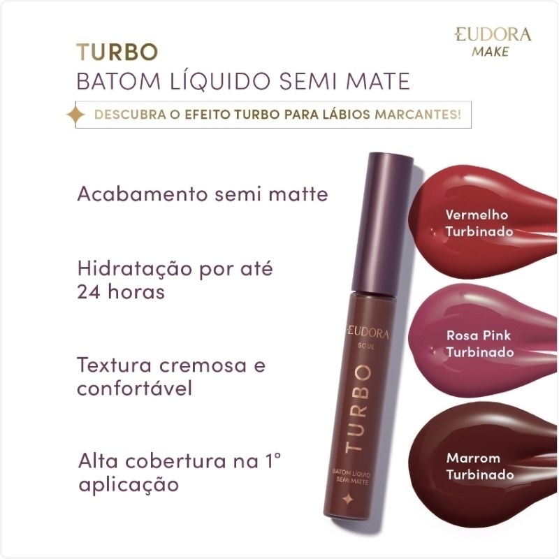 Batom Liquido Vermelho Turbina do Semi Mate Turbo Soul
