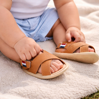 Sandália para Bebê Menino Em Corino Fechamento em Velcro Solado Emborrachado em Oferta na Shopee