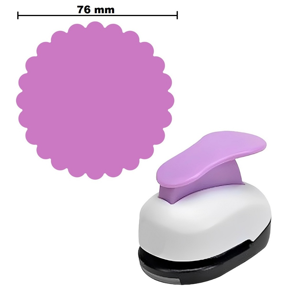 Cortador Perfurador de Papel e E.V.A  76mm - ESCALOPE - HÉLICE - 6 PÉTALAS - TAG - ESTRELA - CIRCULO