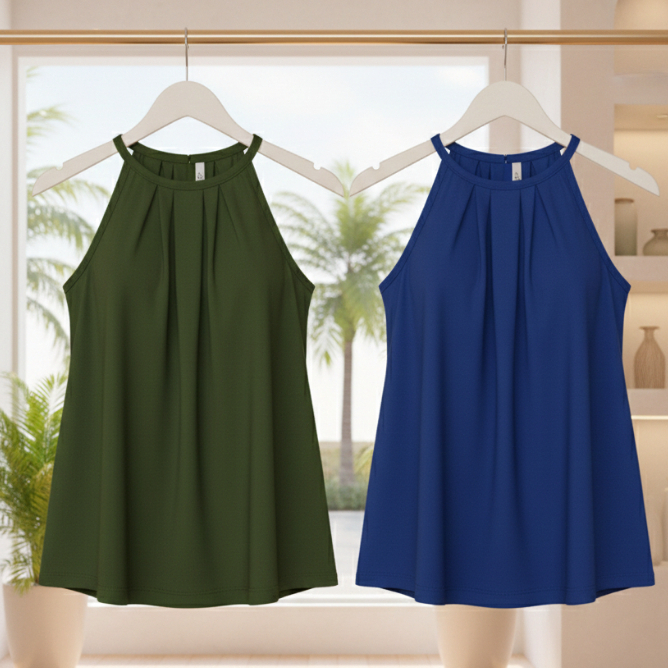 Kit 2 Blusinhas Alça Bata Verão Fresquinha Soltinha Qualidade Premium Feminina Regata Camiseta