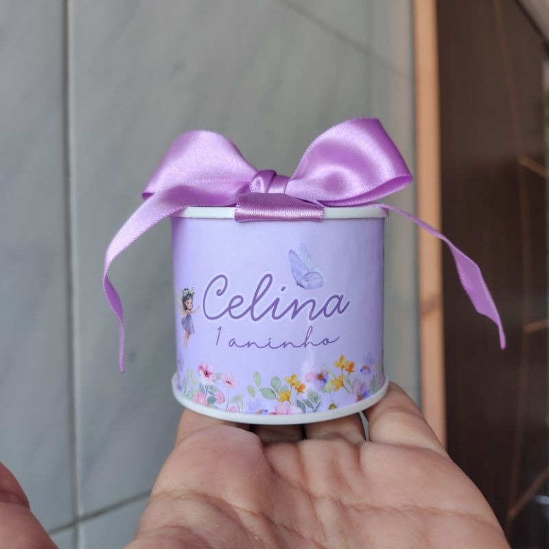 Kit mini tubolatas personalizadas 5x6 jardim encantado lilás - chá de bebê, lembrancinhas maternidade, aniversário