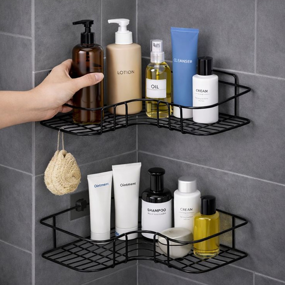 Kit 2 Prateleiras Suporte Com Alto Adesivo Para Parede Banheiro Cozinha Lavanderia Shampoo Sabonete