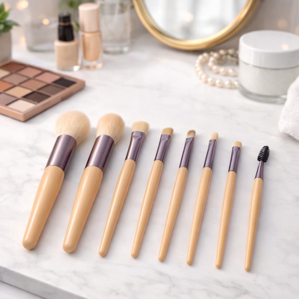 Kit de Pincéis de Maquiagem mini Profissional 8 Peças blush sombra base esfumar Cerdas cilios Macias