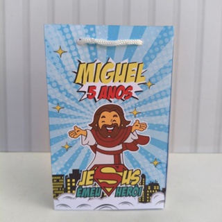 Sacolinha Tema Jesus é Meu Herói - PEGUE E MONTE - Lembrancinha para Festa de Aniversário - Sacolas em Oferta na Shopee
