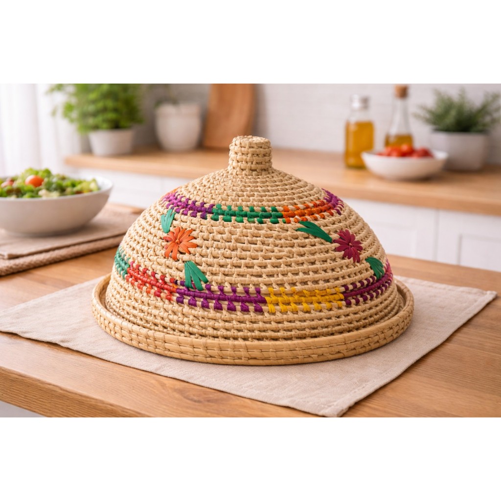 Cesto Porta Pão E Bolo Com Cobertura Em Palha Natural 30cm x 20cm