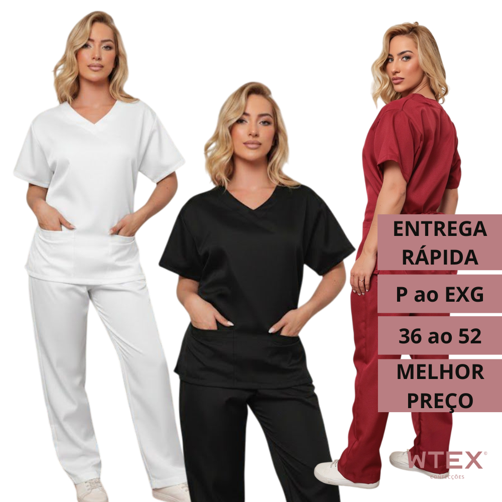 CONJUNTO SCRUB Plus Size GG EXG Oxford Profissional Pijama Hospitalar Cirurgico Feminino Gabardine em Oferta na Shopee