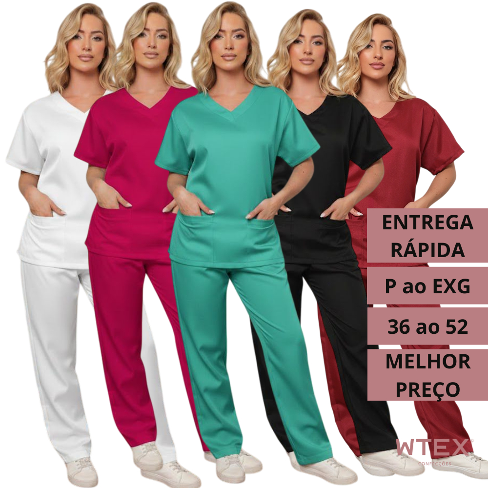 CONJUNTO SCRUB Oxford Profissional Pijama Hospitalar Cirurgico Feminino em Oferta na Shopee