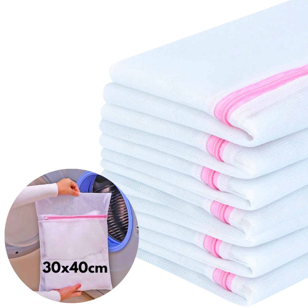 Kit Saco Roupa Delicada Lavar Máquina Saquinho Ziper Proteção E Organização Mala Viagem 30x40 em Oferta na Shopee