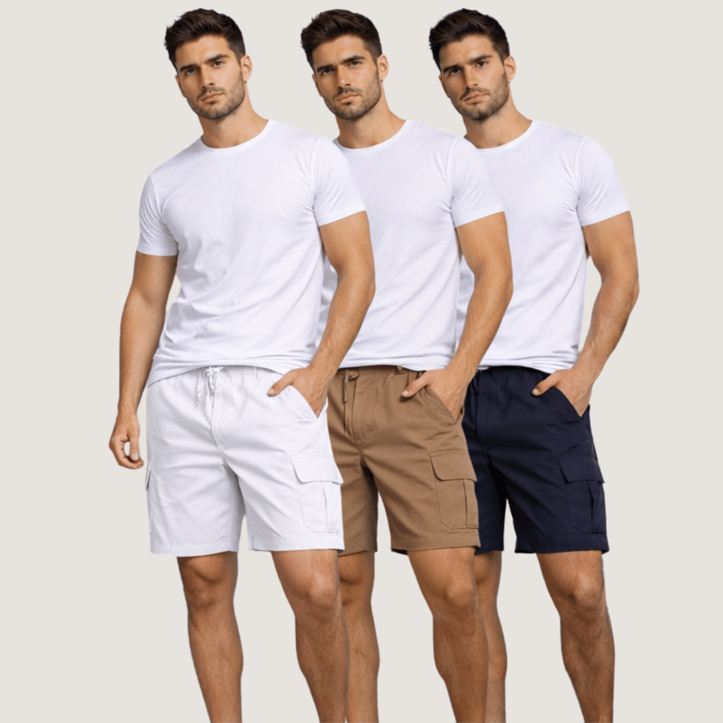 Bermuda Cargo Sarja Premium Masculina Shorts Streetwear Casual Bolsos Conforto Moda Urbana - Opções com 1, 2 ou 3 peças