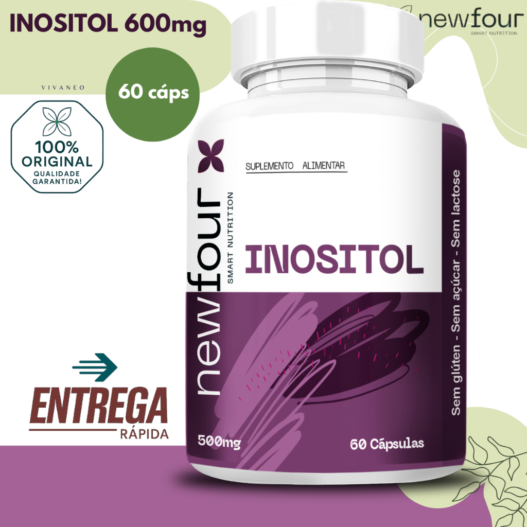 Inositol 1000mg 60 Cápsulas Suporte para SOP Ansiedade Depressão Humor e Metabolismo - New Four