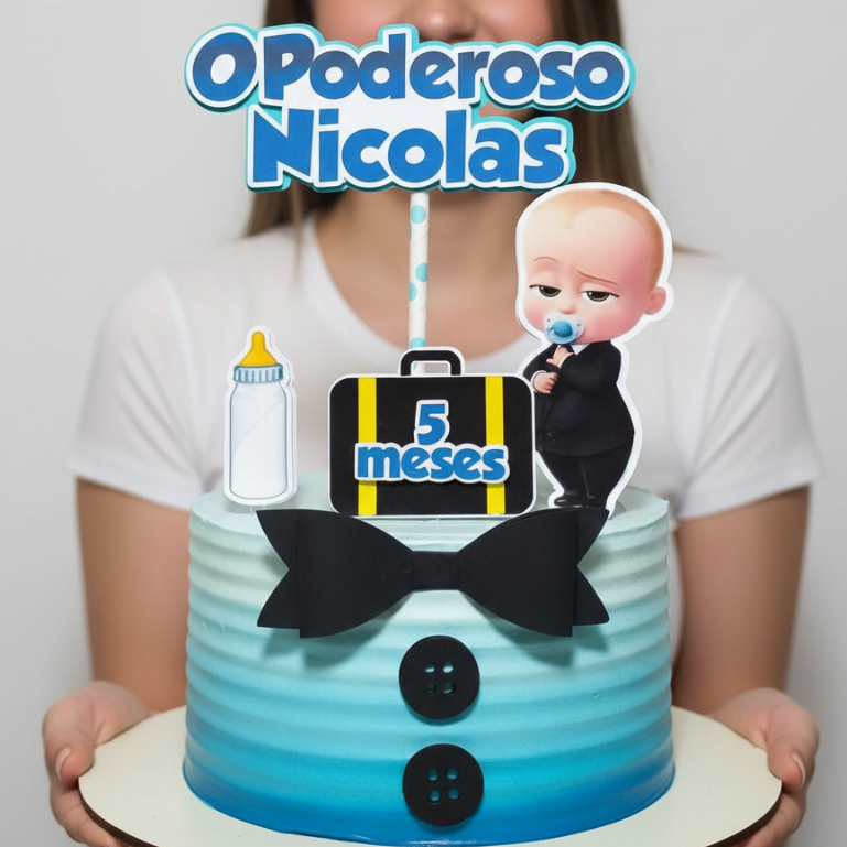 Topo de Bolo Poderoso Chefinho Personalizado Aniversário  – No Comando da Diversão: Topo de Bolo Exclusivo