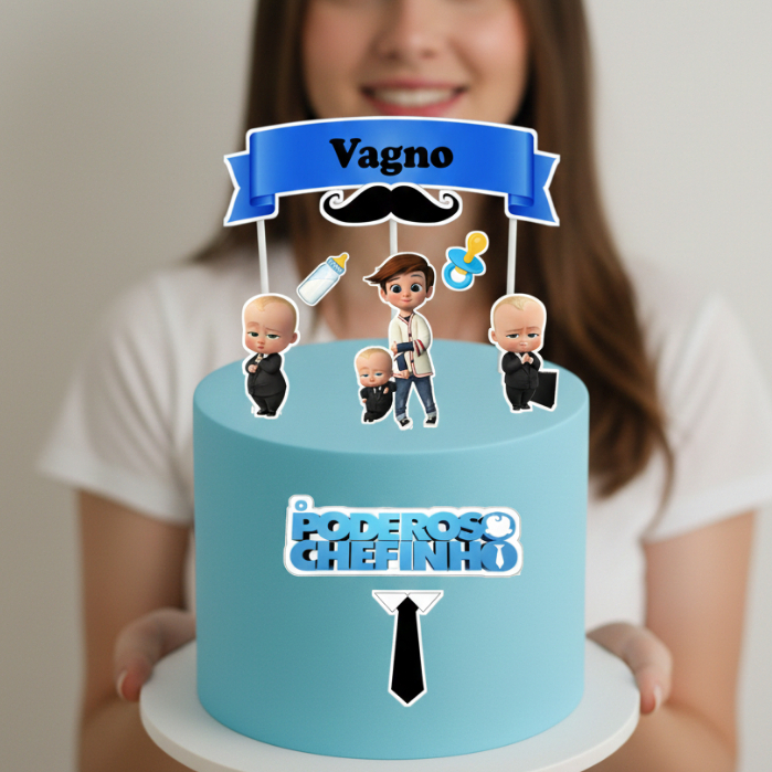 Topo de Bolo Poderoso Chefinho Personalizado Aniversário  Topo de Bolo Exclusivo