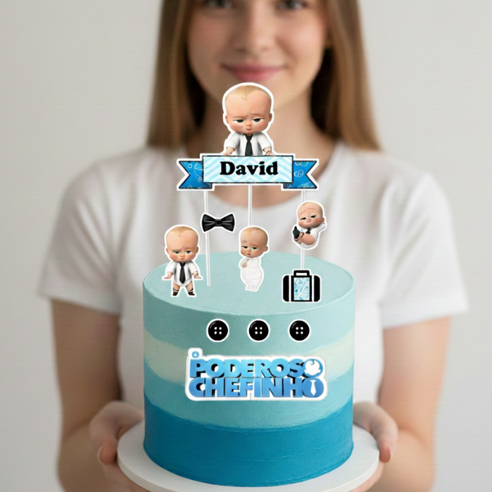 Topo de Bolo Poderoso Chefinho Baby Personalizado Aniversário  Topo de Bolo Exclusivo