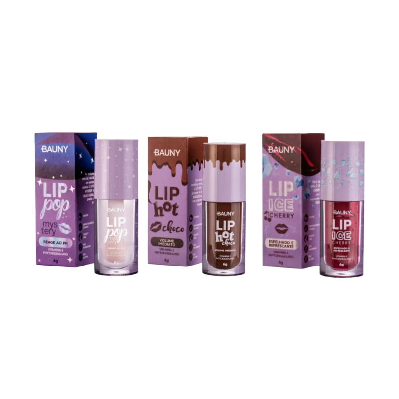 Lip Sensations Lips Gloss Bauny - 3 cores/Cherry Ice /Choco Hot/Pop Mistery em Oferta na Shopee