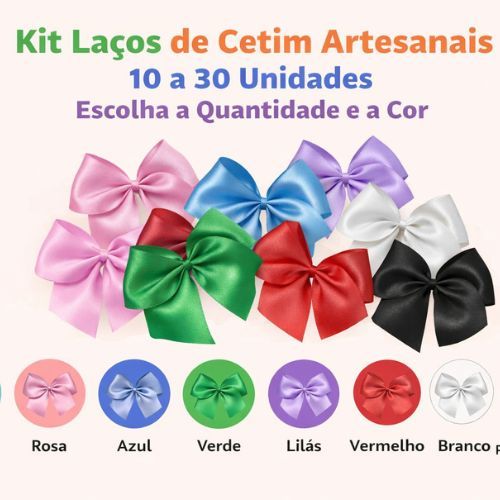 Laço de Cetim Grande Artesanais para colagem - Escolha cor e quantidade - Pronta Entrega