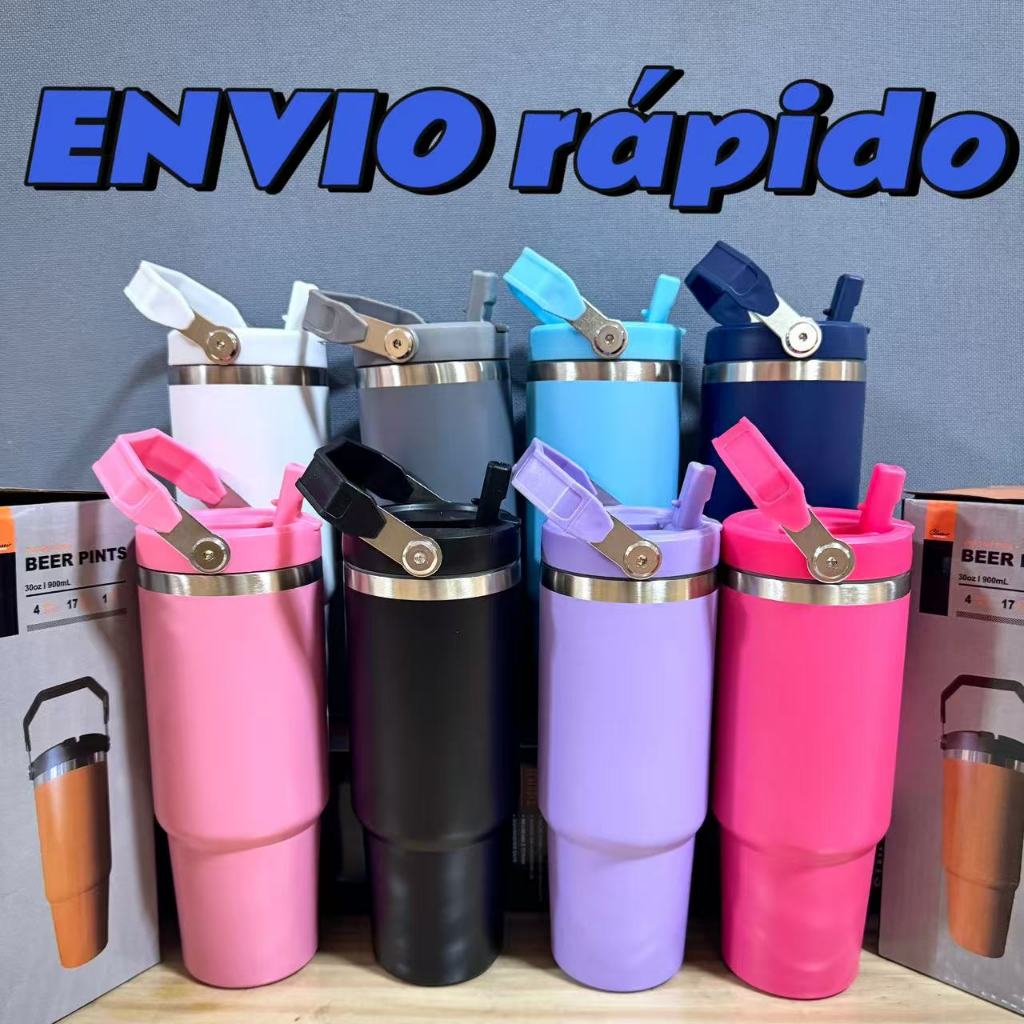 Copo Térmico Inox 304 600ml Tampa na Cor do Copo ,com Canudo ,Térmica Inoxidável natal portátil