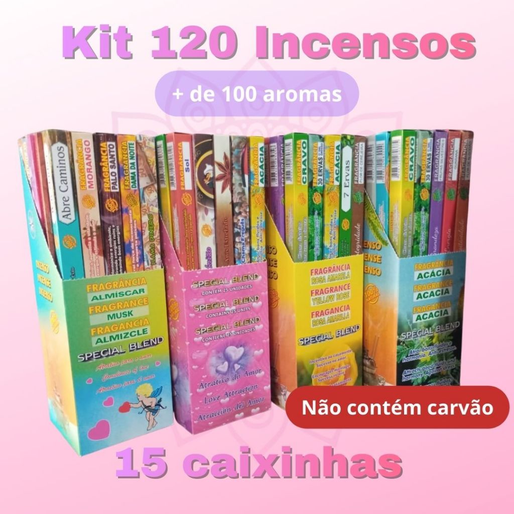 Incenso Natural Sortido/ Special Blend/ Caixa com 15 caixinhas 120 varetas em Oferta na Shopee