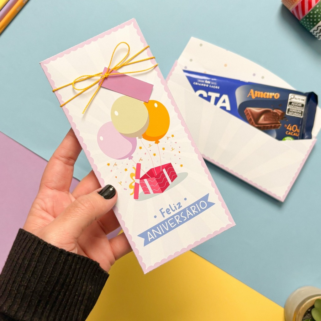 CAIXA PORTA BARRA DE CHOCOLATE DE ANIVERSÁRIO LEMBRANCINHA em Oferta na Shopee