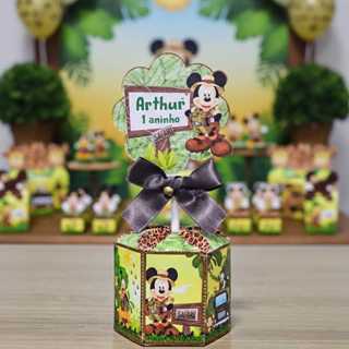 kit 10 Unidades Centro de Mesa Mickey Safari Personalizado Chá Aniversário Festa em Oferta na Shopee