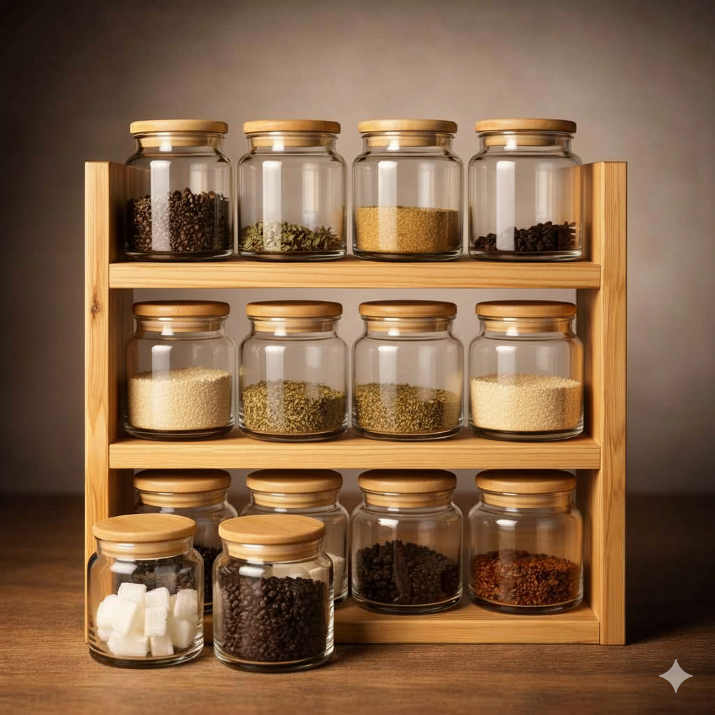 Porta tempero organizador de bancada, prateleira de cozinha madeira pinus em Oferta na Shopee