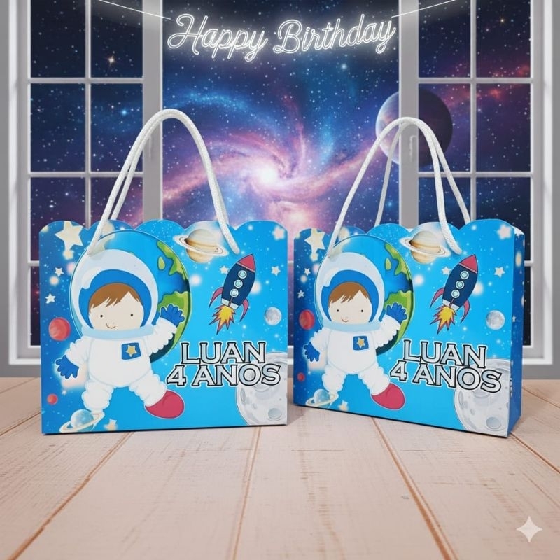 Sacolinha Surpresa Personalizada Astronauta Lembrancinha festa infantil
